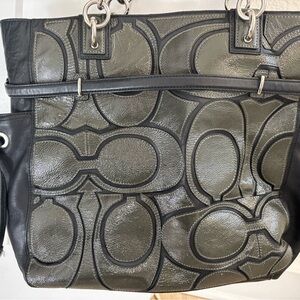 Coach Black and Gray Signature Tote